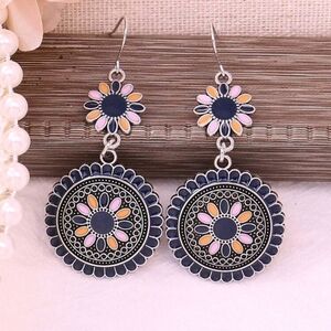 🌻Bohemian round flower drop earrings